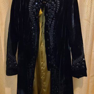 Soft Surroundings embellished velveteen duster, large, black